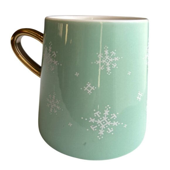 Slant Collections 11 Oz. Stay Cozy Mug With Gold Handle Green & White - Picture 2 of 4